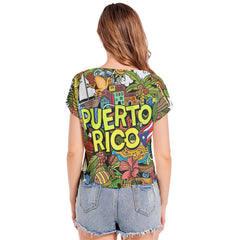 Puerto Rico Batwing Sleeve V-Neck Top