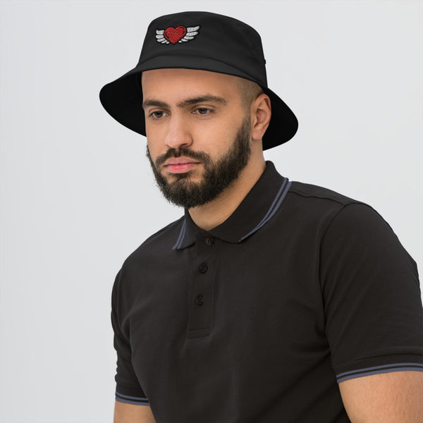 Heart With Wings Old School Bucket Hat