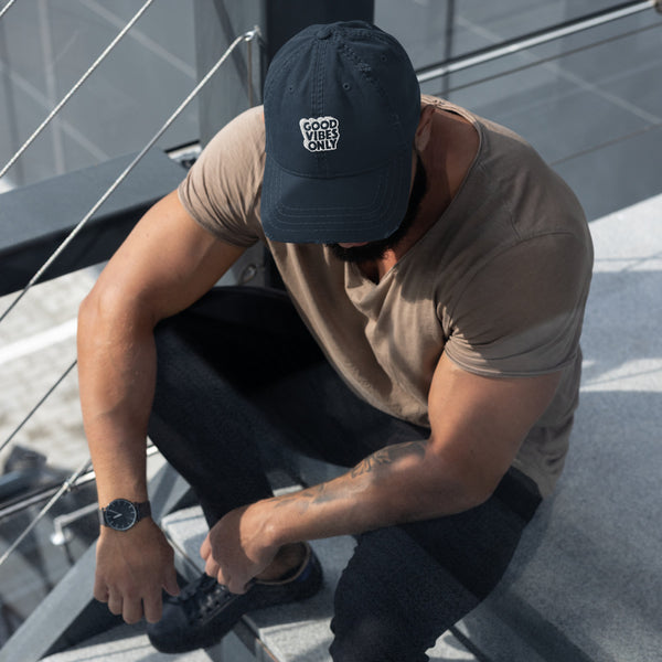 Good Vibes Only Distressed Dad Hat
