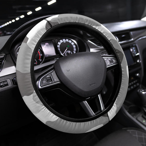 Grey Camouflage Steering Wheel Cover