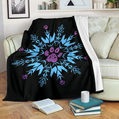 Paw Snowflake Blanket Black