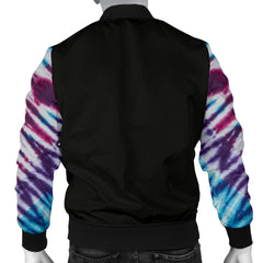 Men's Blue Tie Dye Bandana Sleeved Bomber Jacket