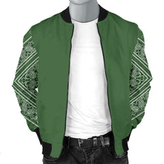 Men's Classic Green on Green Bandana Sleeved Bomber Jacket