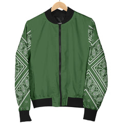 Women's Classic Green on Green Bandana Sleeved Bomber Jacket