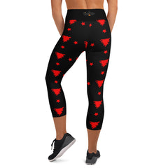 Red Stars Yoga Capri Leggings
