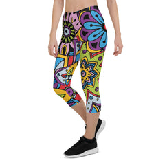 Colorful Ethnic Design Capri Leggings