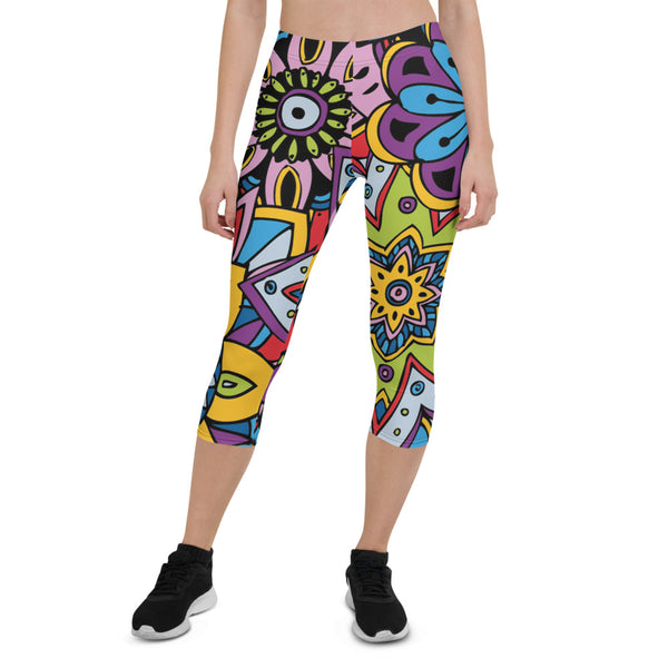 Colorful Ethnic Design Capri Leggings