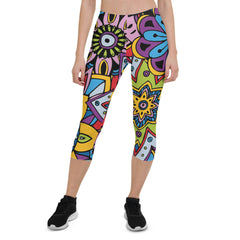 Colorful Ethnic Design Capri Leggings
