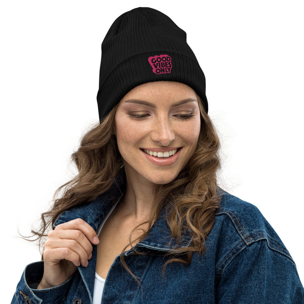 Good Vibes Only Organic ribbed beanie
